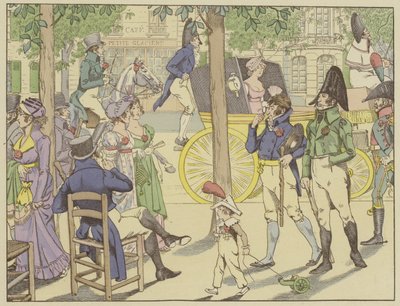 Napoleon gründet den Orden der Ehrenlegion. Pariser imitieren sein Band, indem sie rote Nelken tragen, 19. Mai 1802 von Onfray de Breville Job