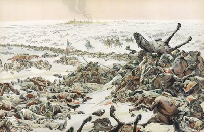 Napoleon beobachtet das Gemetzel in der unentschiedenen Schlacht bei Eylau, Februar 1807 von Onfray de Breville Job