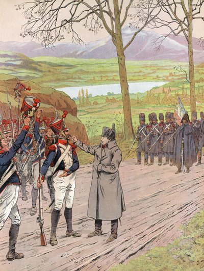 Napoleon, auf seiner Rückkehr von Elba, wird kurzzeitig auf der Straße nach Grenoble blockiert von Onfray de Breville Job
