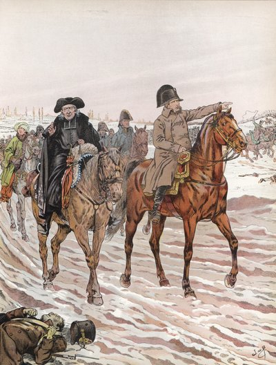 Napoleon, reitend neben Abbé Henriot, 1814 von Onfray de Breville Job