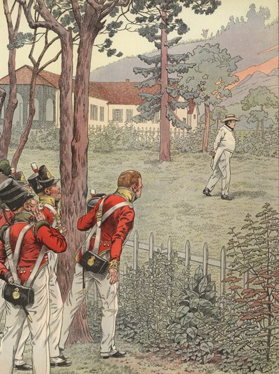 Napoleon spaziert in seinem Garten als Gefangener auf St. Helena von Onfray de Breville Job
