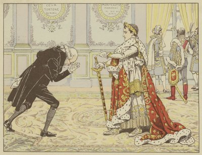 Am Morgen seiner Krönung, als er den Notar von Josephine sah, sagte Napoleon lachend: Nun, Maitre Ragideau, hier ist der Mantel! Und hier ist das Schwert! von Onfray de Breville Job