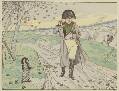 Die Soldaten der Alten Garde trainierten ihre Hunde, den Kaiser zu grüßen, der ihre Grüße erwiderte, 1805 von Onfray de Breville Job