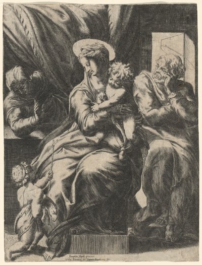 Heilige Familie mit der heiligen Elisabeth und dem jungen Johannes dem Täufer von Orazio de Santis, after Pompeo Cesura