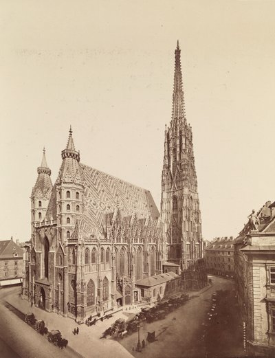 1., Stephansplatz 1 - Stephansdom - West- und Südfassade - erhöhte Ansicht von Oscar Kramer