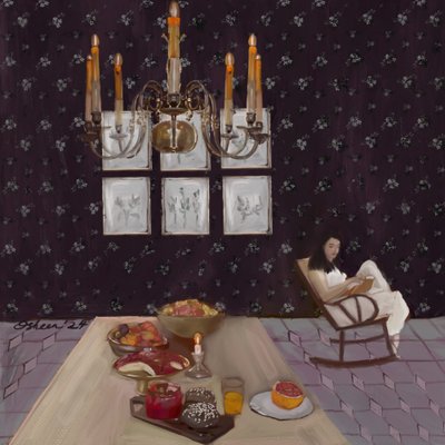 Frühstück und ein Buch von Osheensgallery