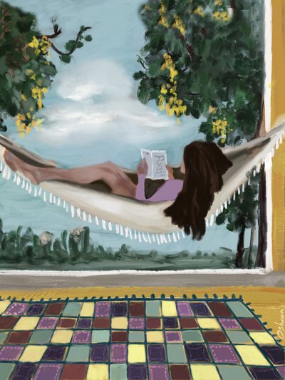 Friedliches Lesen im Freien von Osheensgallery