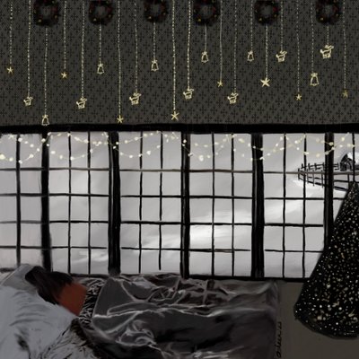 Friedliches verschneites Schlafzimmer von Osheensgallery