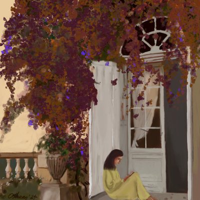 Ruhiges Lesen im Garten von Osheensgallery