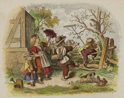 Gruppe von Kindern spielt im Freien von Oskar Pletsch