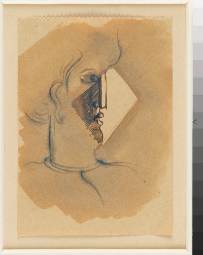 Profilkopf nach rechts mit Licht in Rautenform von Oskar Schlemmer