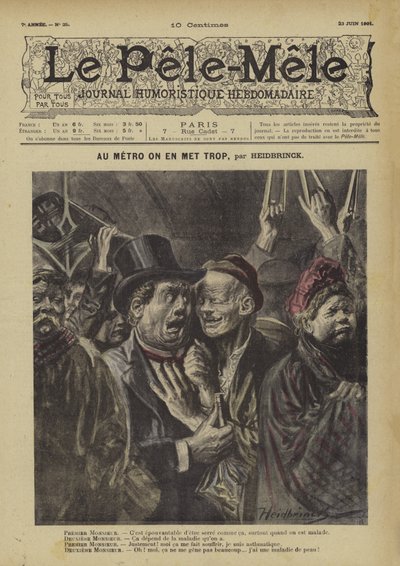 Au metro on en met trop. Illustration für Le Pele-Mele von Oswald (after) Heidbrinck