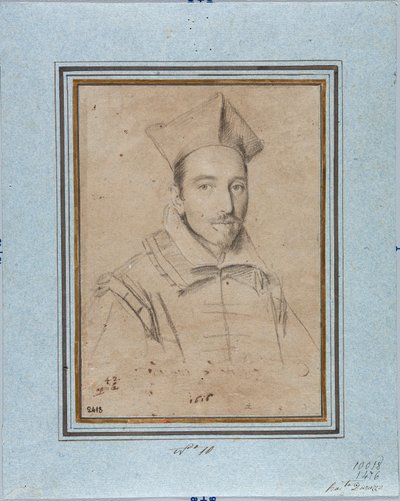Porträt eines Prälaten, wahrscheinlich Kardinal Francesco Maria Bourbon Del Monte Santa Maria (1549-1627). Zeichnung von Ottavio Leoni (1578-1630) 1616 Genua, Musei di Strada Nuova, Fondo Disegni, Inv. 2418 von Ottavio Mario Leoni