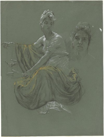 Elegante junge Frau in klassischer Drapierung von Otto Greiner