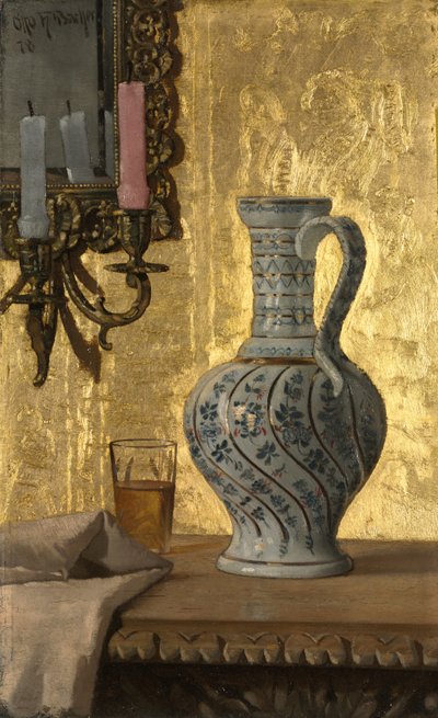 Krug und ein Glas auf einem Tisch von Otto Henry Bacher