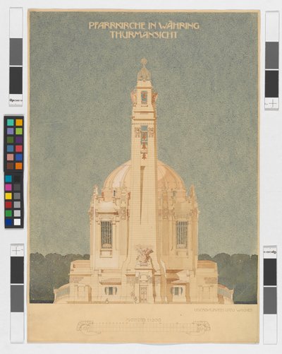 Pfarrkirche in Währing, Turmansicht von Otto Wagner