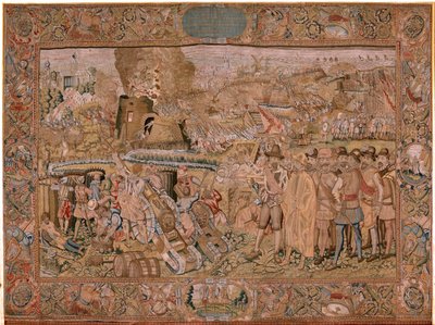Triumphe und Schlachten des Erzherzogs Albrecht. Die Eroberung der Stadt Hulst. Siebter Wandteppich der Serie. von Otto van Veen