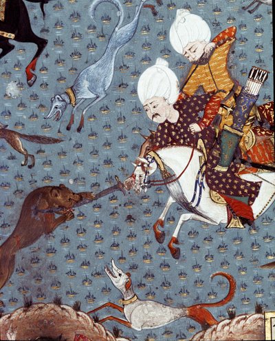 Darstellung der Höflinge von Sultan Murad II. (1404-1451) bei der Jagd auf das Reh. Detail. Miniatur des 17. Jahrhunderts. Istanbul, Topkapi Sarayi Museum Bibliothek von Ottoman School