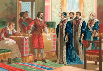 Francis Bacon vor der parlamentarischen Kommission von P. Ros