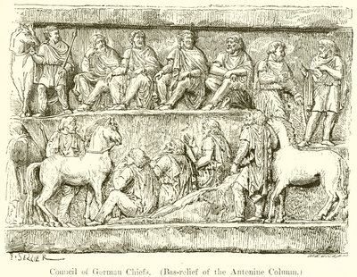 Rat der deutschen Häuptlinge. (Bas-Relief der Antoninischen Säule) von P. Sellier