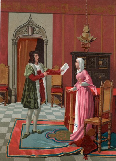 Enrique de Villena erzählt seiner Frau, dass er zum Meister von Calatrava gewählt wurde von P. Y. Valor