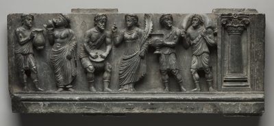 Bacchanalisches Relief, Pakistan, Gandhara, Buner-Gebiet, frühe Kushan-Periode (AD 1-320) von Pakistani School