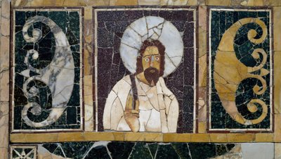 Marmorintarsie, die das Gesicht Christi darstellt, Artefakt aus Rom, Italien, frühchristliche Zeit von Paleo Christian