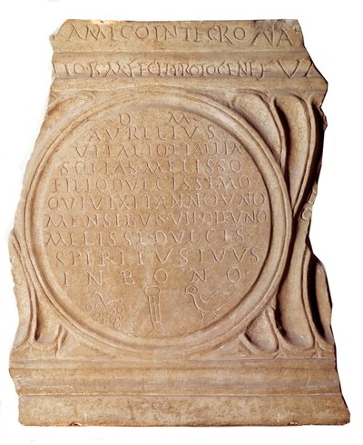 Paleochristliche Kunst: Christliches Epitaph von Melissus. Aus Rom, Paris, Louvre Museum von Paleo Christian Paleo Christian