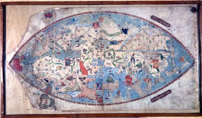 Weltkarte von Paolo Toscanelli (1397 - 1497). 1457. Diese Karte stellt das europäische Bild der Erde vor der Entdeckung der großen Kontinente dar. Biblioteca Nazionale Florenz von Paolo Toscanelli