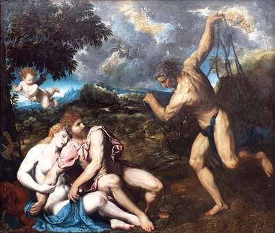 Mars und Venus, von Vulkan überrascht von Paris Bordone