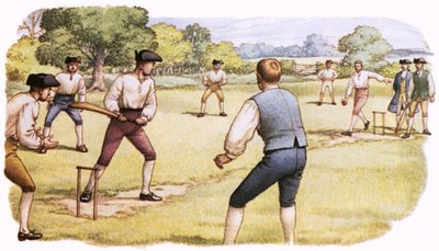 Cricket, wie es im 18. Jahrhundert gespielt wurde von Pat (1907-95) Nicolle