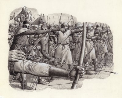 Langbogenschützen in der Schlacht von Falkirk von Pat (1907-95) Nicolle