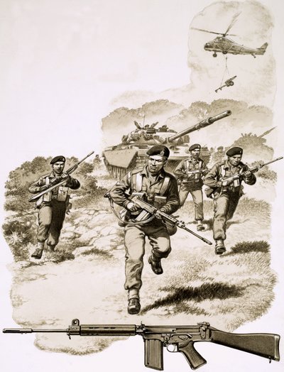 Britische Infanterie mit dem SLR-Gewehr von Pat (1907 95) Nicolle