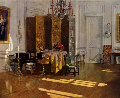 Salon, Hyndford, North Berwick (Farblithografie) von Patrick William Adam