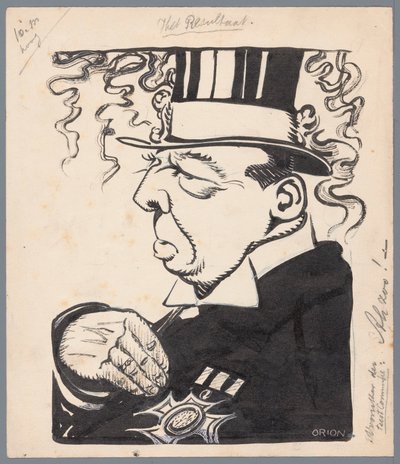 Politiker mit Zylinder und Auszeichnung auf der Brust Das Ergebnis von Patricq Kroon (signed by artist)