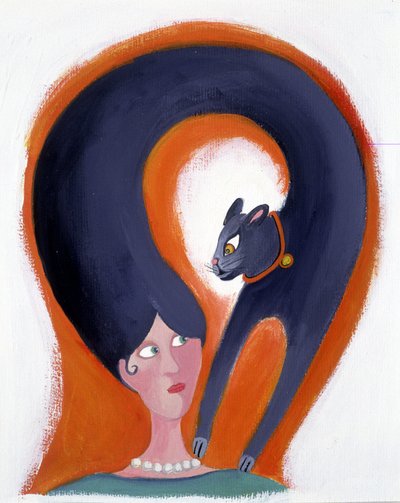 Frauenfrisur, die sich in eine Katze verwandelt - Illustration von Patrizia La Porta von Patrizia La Porta