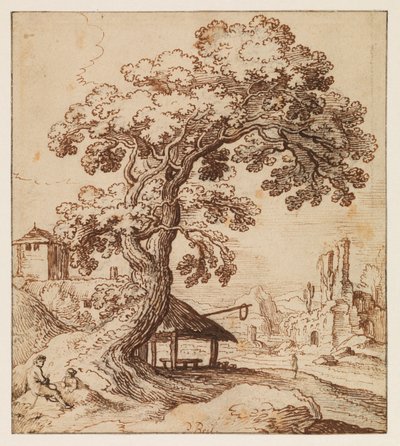 Landschaft mit Ruinen und Figuren, ca. 1615 von Paul (circle of) Brill or Bril
