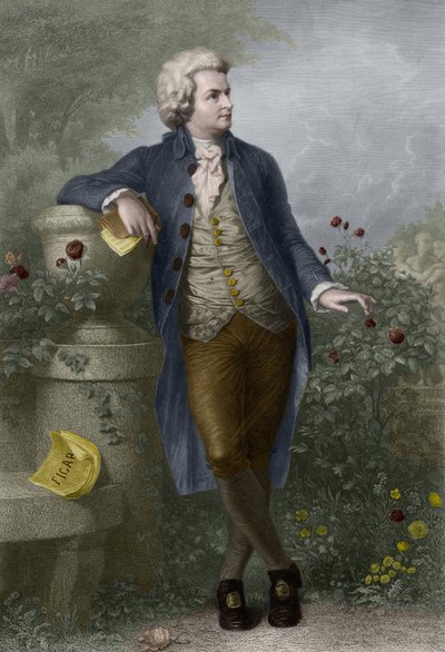 Porträt von Wolfgang Amadeus Mozart (1756-1791) in Salzburg. Gravur von Paul Barfus (1823-1895). von Paul Barfus