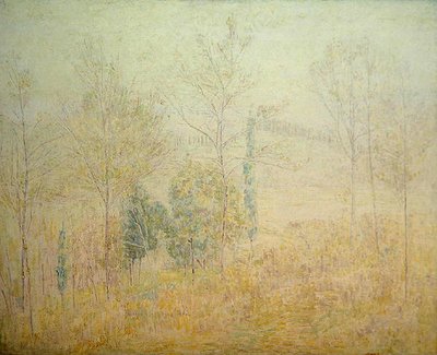 Toskanische Landschaft im frühen Frühling mit grünen Pappeln von Paul Baum