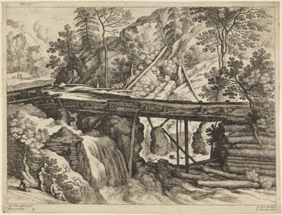 Brücke und Wasserfall von Paul Bril