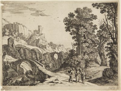 Drei Männer auf der Straße von Paul Bril
