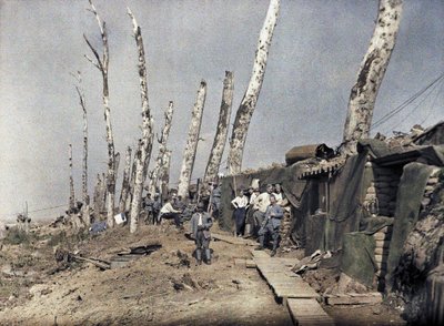 Die französische Linie bei Het Sas in einem durch Artilleriefeuer verwüsteten Gebiet, Belgien, 10. September 1917 von Paul Castelnau