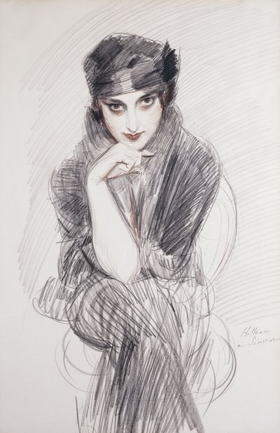 Porträt einer Dame, möglicherweise Madam Van Cleef von Paul Cesar Helleu