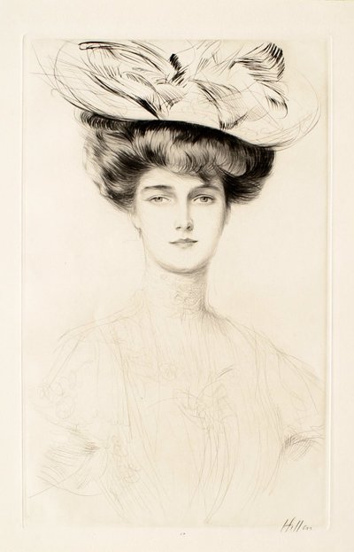 Junge Frau mit Hut von Paul Cesar Helleu
