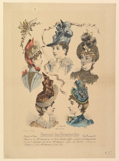 Damenhüte, Nr. 4671, aus dem Journal des Demoiselles von Paul Deferneville