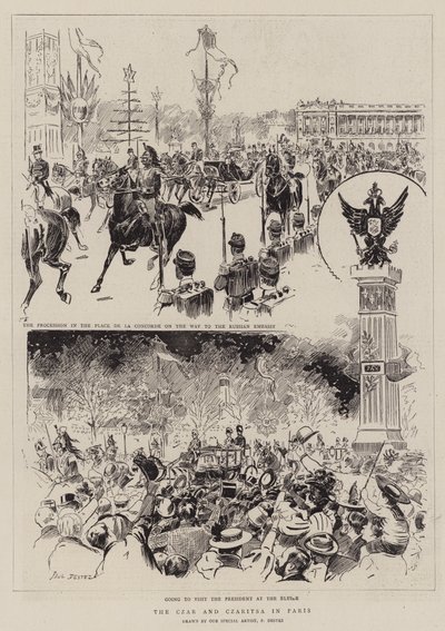 Der Zar und die Zarin in Paris (Gravur) von Paul Destez