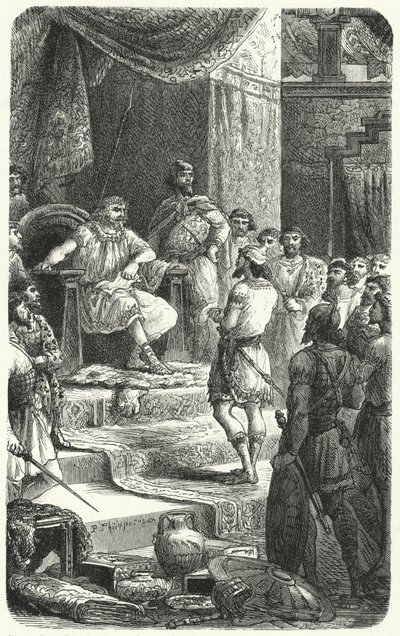 König David empfängt Gesandte von König Hiram von Tyrus von Paul Dominique Philippoteaux
