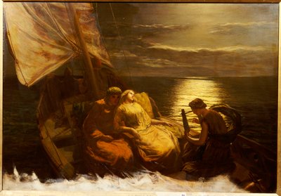 Die Flucht von Glaucus und Ione mit dem blinden Mädchen Nydia aus Pompeji, 1860 von Paul Falconer Poole