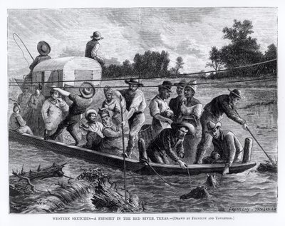 Westliche Skizzen, ein Hochwasser im Red River, Texas, Illustration aus 