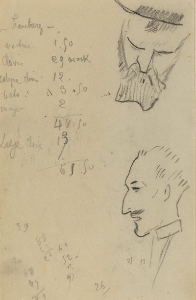 Ein bärtiger Mann und ein Mann im Profil [verso] von Paul Gauguin